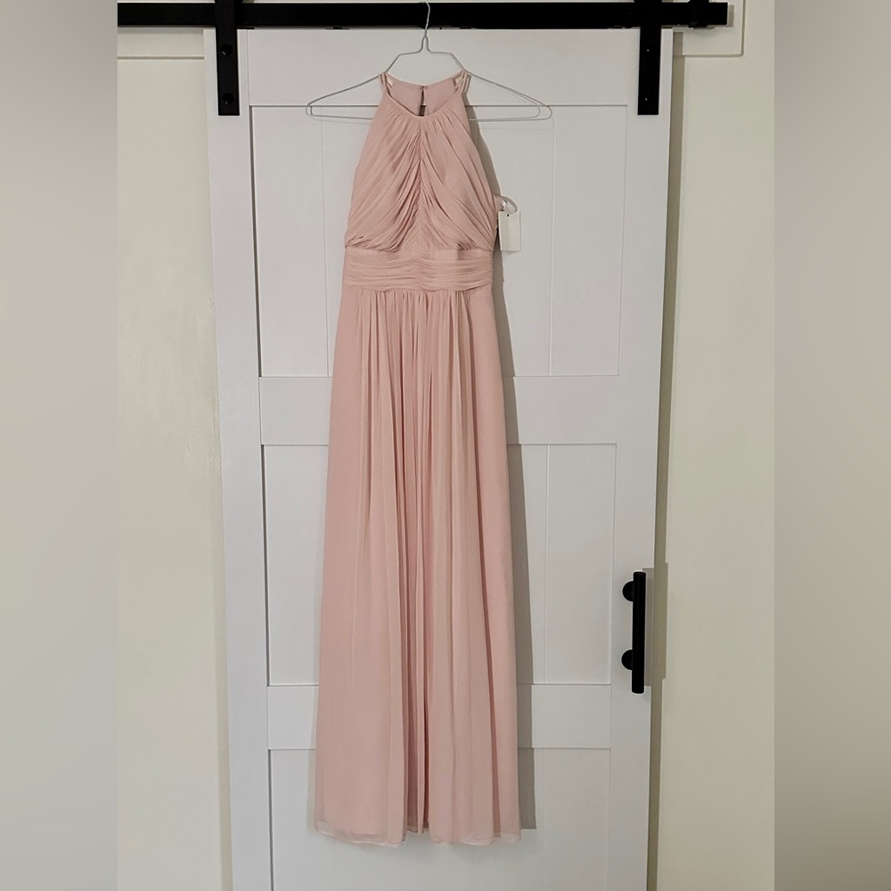 NWT - Dessy Collection Lux Chiffon Full Length Dress Style 2918 “Blush” - Size 4
